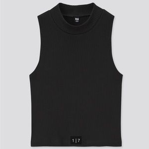 Ribbed cotton high-neck crop top